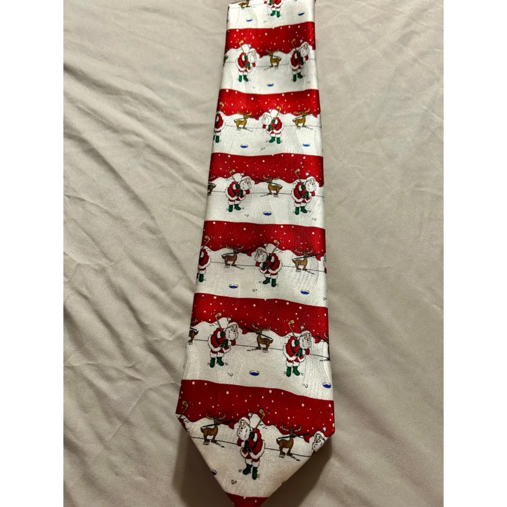 Holiday Tales Men’s 100% Silk Tie Christmas Santa Golf Reindeer